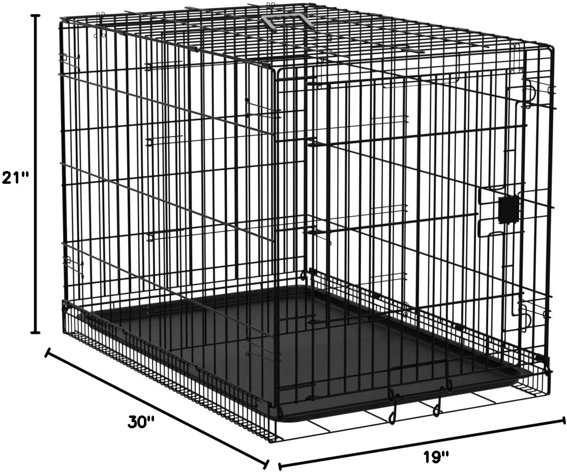 Amazon Basics Durable, Foldable Metal Wire Dog Crate with Tray, Single Door, 30 x 19 x 21 in, Black