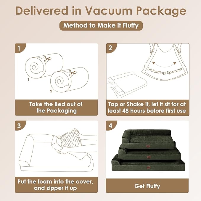 EHEYCIGA Memory Foam Dog Bed XLarge Sized Dogs, Extra Large Dog Bed Orthopedic with Washable Removable Cover, Waterproof XL Pet Bed Couch, 44x33x6 Inches, Dark Green