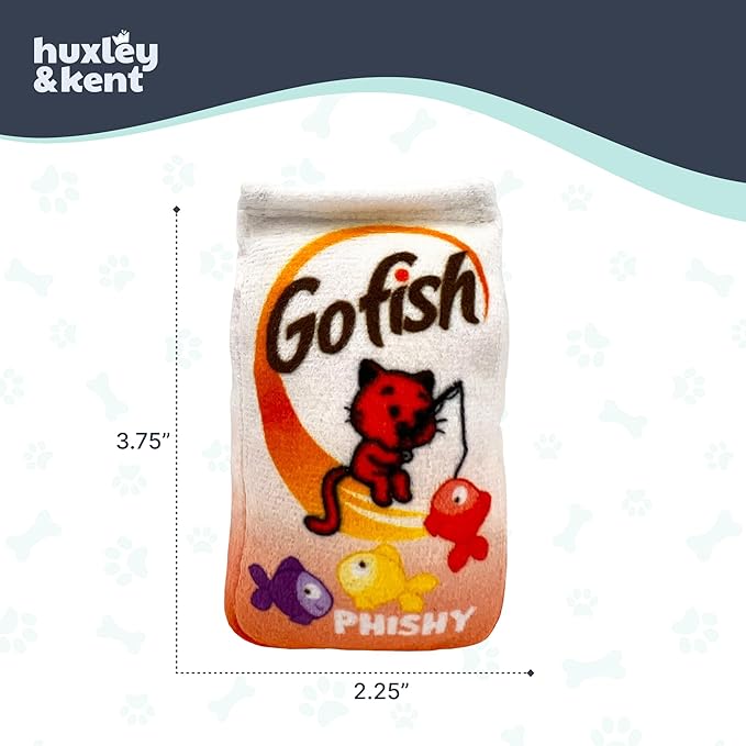 Huxley & Kent Plush Cat Toy - Interactive Catnip Toy for Cats & Kittens - Soft with Crinkle & Catnip - Fun Indoor Play - Go Fish Phishy