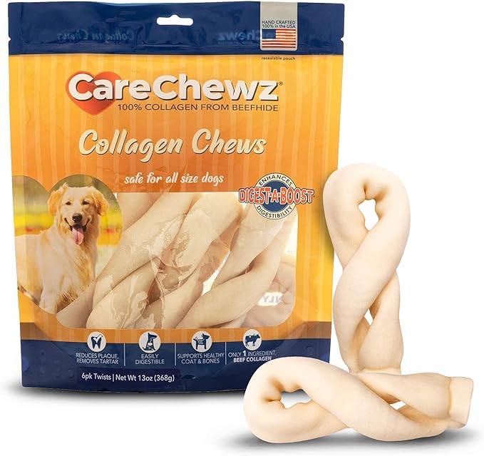 Pet Factory CareChewz Collagen 6-7" Twist Keys Dog Chew Treats - Natural Flavor, 6 Count/1 Pack