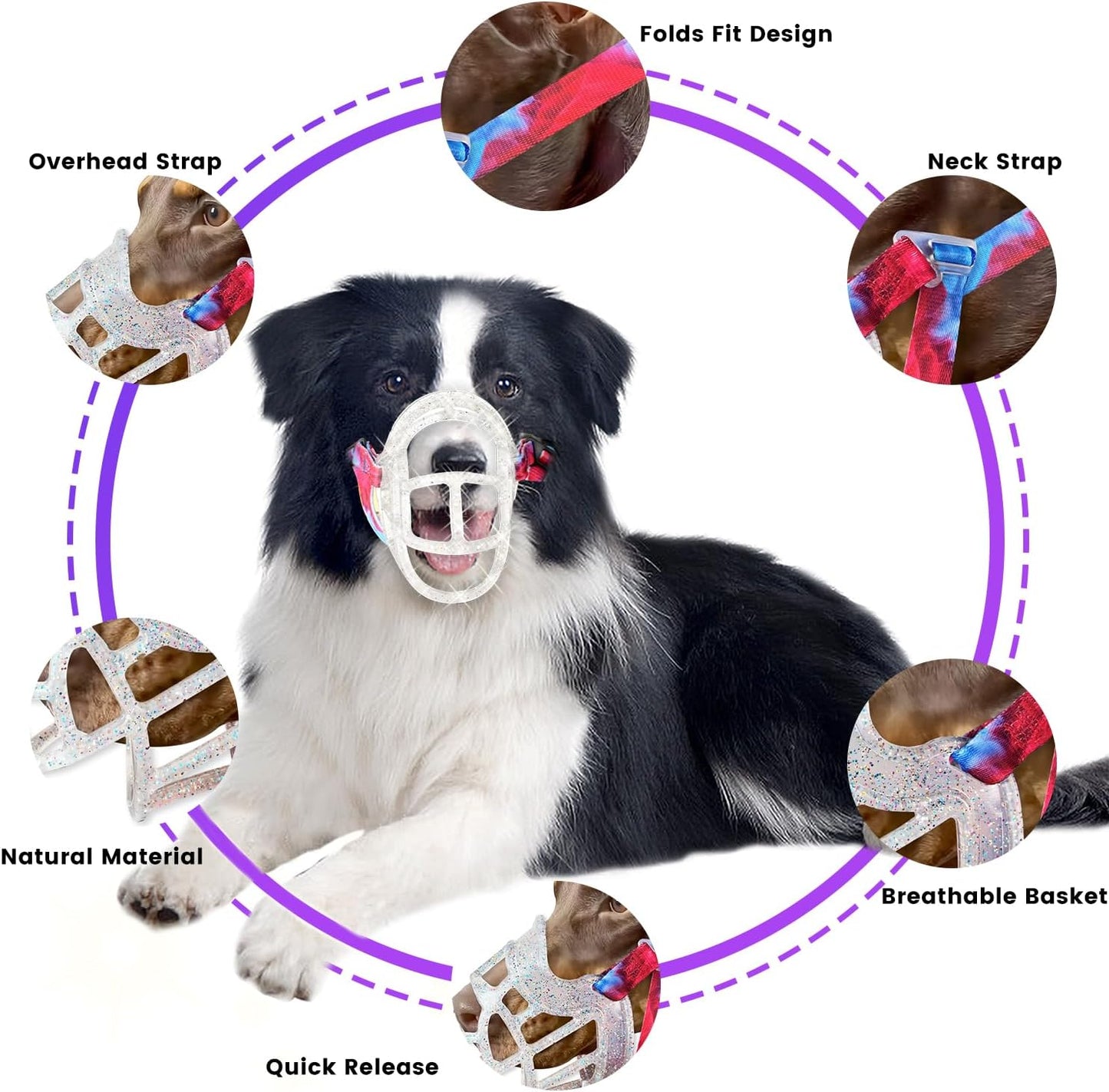Basket Muzzle Allows Panting Drinking, Anti Biting Chewing, Suitable for Grooming Trimming Training, Transparent, Size 2