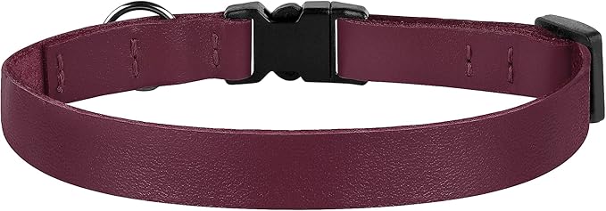 Breakaway Cat Collar with Bell - Leather Adjustable Kitten Collars with Safety Quick Release Buckle - Soft Small Pet Collars for Girl & Boy Cats (Burgundy)