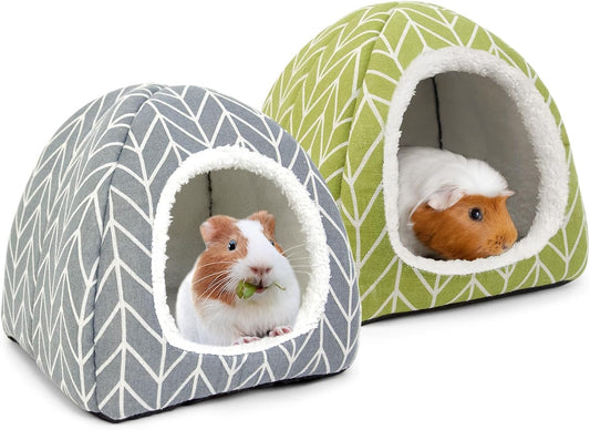 2 Pack Guinea Pig Hideout Bed Rabbit House Cave Accessories Cozy Hide-Out for Bunny Hedgehog Ferret Chinchilla&Other Small Animals