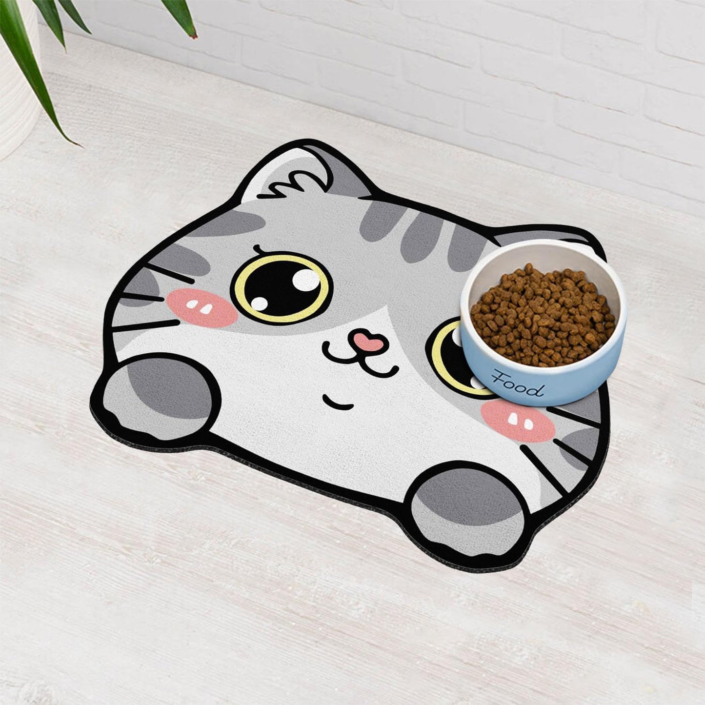 Pet Supplies Cat Feeding Bowl Mat - Absorbent, Easy Clean, Quick Dry for Cat Food and Water Dispenser - Grey, 19"x15"