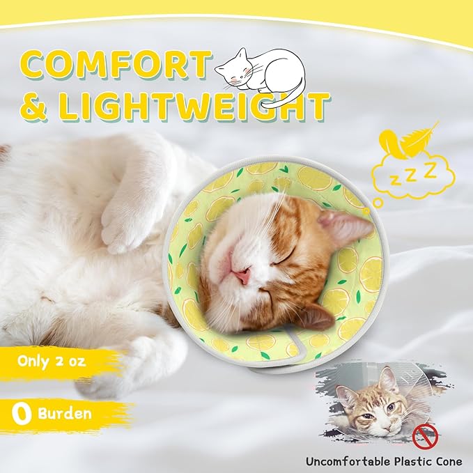 Cat Cone Collar Soft to Stop Licking, Adjustable, Foldable Lightweight Kitten Cones After Surgery Recovery for Cats & Kittens, Cat Cone Alternative (Yellow, S)