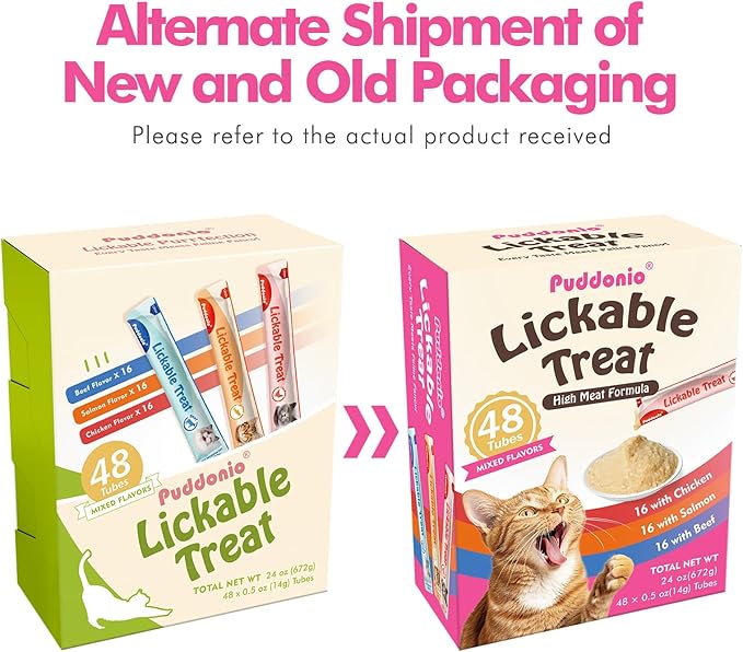 High-Meat Lickable Cat Treats, Grain & Gum Free, No Additives, All-Natural High Protein Puree, 0.5oz Tubes (Pack of 48)