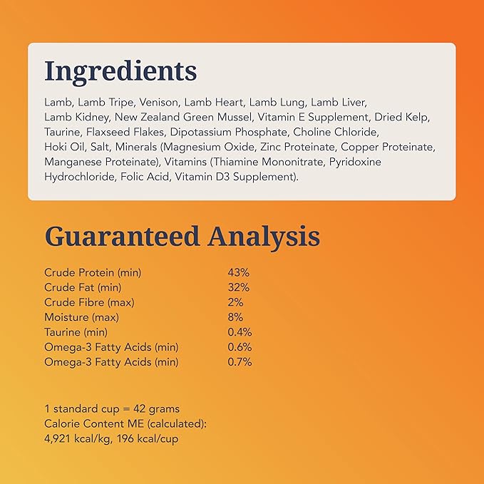 Feline Natural Grain-Free Freeze-Dried Cat Food, New Zealand Lamb & Venison 11oz