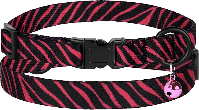 4PCS Breakaway Cat Collars with Bell - Cute Soft Adjustable Safety Kitten Collars 4-Pack - Nylon Pet Collars Nature Tribal Striped Floral Space Aztec Flowers Print (Animal Print)