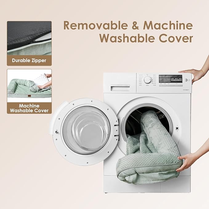 EHEYCIGA Memory Foam Dog Bed Medium Sized Dogs, Waterproof Dog Bed Orthopedic with Washable Removable Cover, Non-Slip Pet Bed Couch for Crate, 30x20x6 Inches, Greyish Green