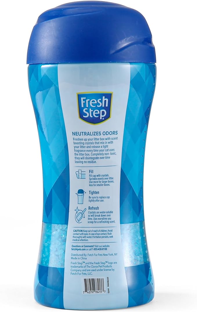 Fresh Step Cat Litter Crystals in Fresh Scent - Cat Litter Box Deodorizer - Combats Odors and Neutralizes Smells to Keep Your Home Clean, 15 Ounce