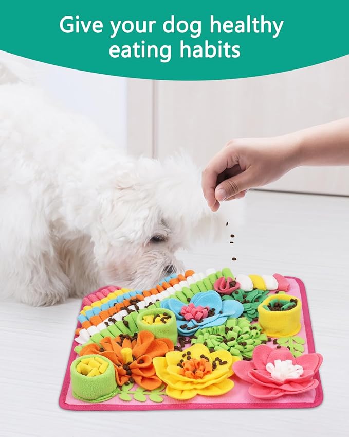 ORIA Snuffle Mat for Dogs, Pet Treats Feeding Mat, Interactive Foraging Mat for Boredom, Mental Stimulation, Encourages Natural Foraging Skills, Slow Eating, 15.4 x 15.4 in