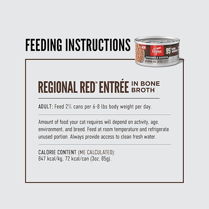 ORIJEN Chunks & Shreds Wet Cat Food Regional Red Entrée 3oz Cans (12 Count)