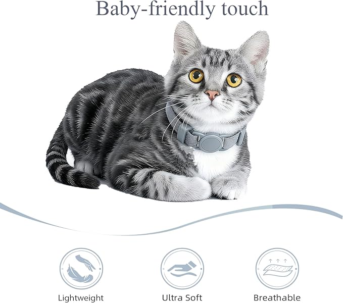 Breakaway Cat Collar with Bell, Safety Buckle Kitten Collar, Elastic Strech Quick Release, Adjustable Lightweight Collars for Girl Boy Cats, Pet Supplies, Accessories, Gifts Gray