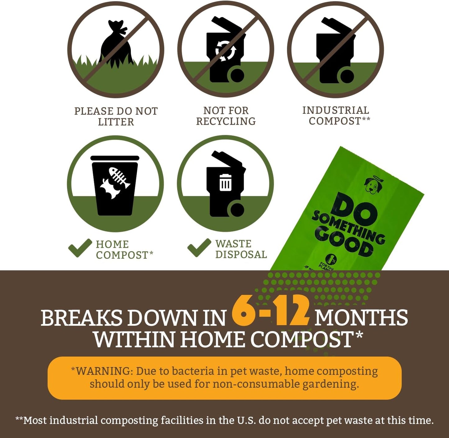 Doggy Do Good Poop Bags for Dogs (360Ct), Easy Open Dog Poop Bags Rolls, Certified Home Compostable