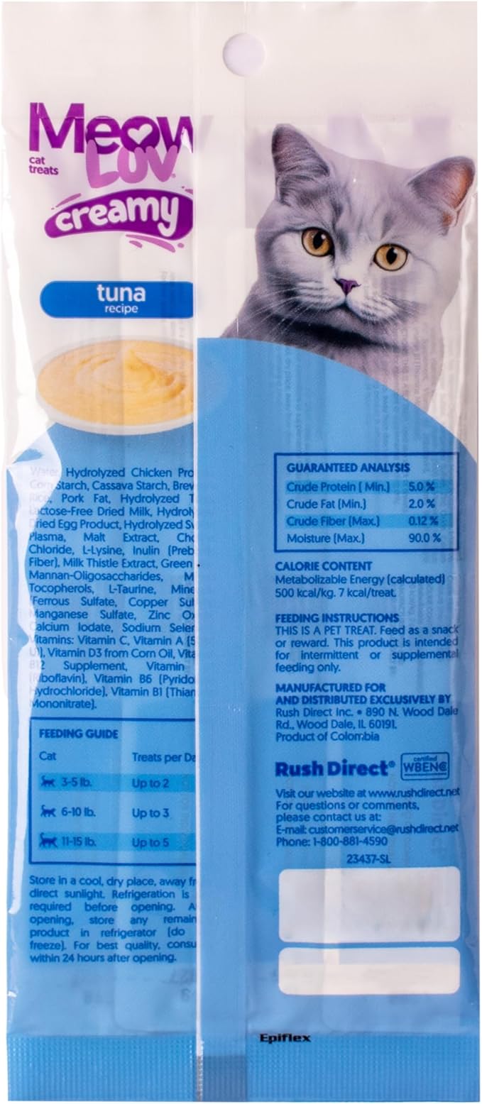 Ultra Chewy Meow Luv Salmon and Tuna Lickable Cat Treats - Delicious Squeezable Cat Treats - Carrageenan Free - No Artificial Preservatives - Irresistible Snack - 0.5 Ounce Tubes (Pack of 8)