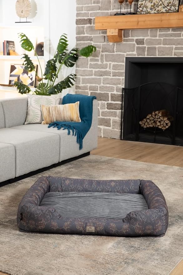 Furry's Paradise Foam Cuddler Pet Bed with Waterproof Liners, Reversible Cushion, Washable Cover, Recycled Fibers and Non-Slip Bottom. (in The Clouds, Orthopedic Large)