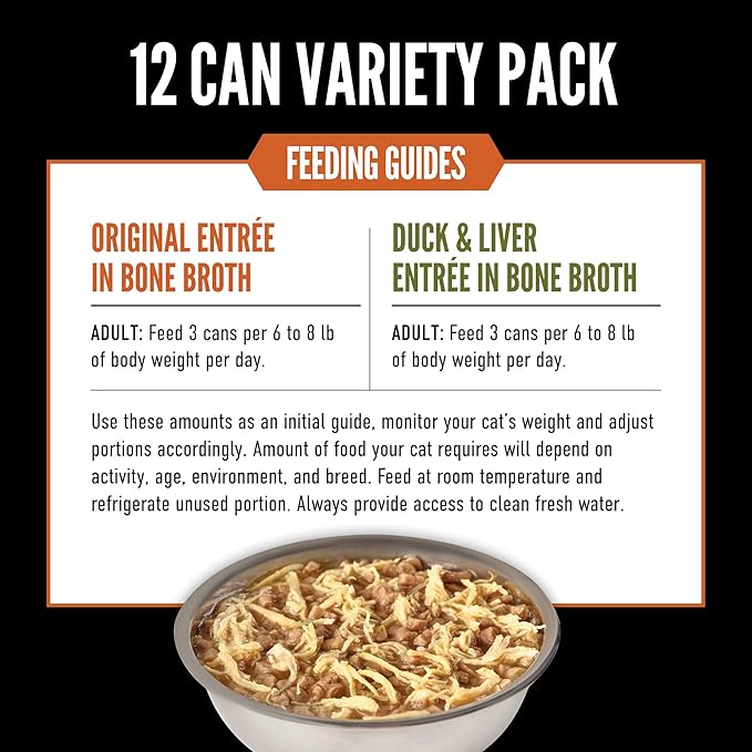 ORIJEN Chunks & Shreds Wet Cat Food Variety Pack: Original + Duck & Liver Recipes 3oz Cans (12 Count, 6 of Each)