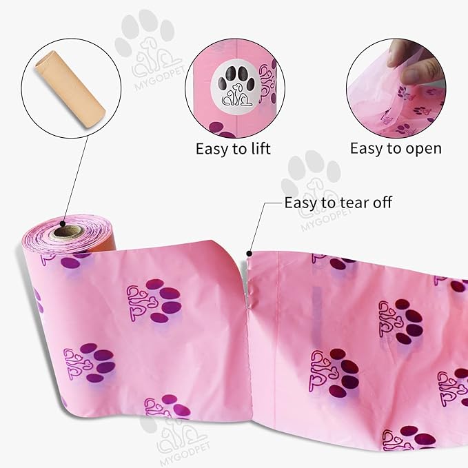 Dog Poop Bags Rolls with Dispenser 150 Count Biodegradable Bags for Dog and Cat Lavender Scented Waste Bag Leak Proof Doggie Poop Bag Doggy Trash Bag Purple
