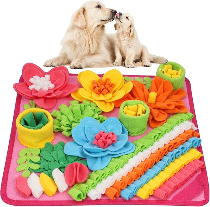 ORIA Snuffle Mat for Dogs, Pet Treats Feeding Mat, Interactive Foraging Mat for Boredom, Mental Stimulation, Encourages Natural Foraging Skills, Slow Eating, 15.4 x 15.4 in