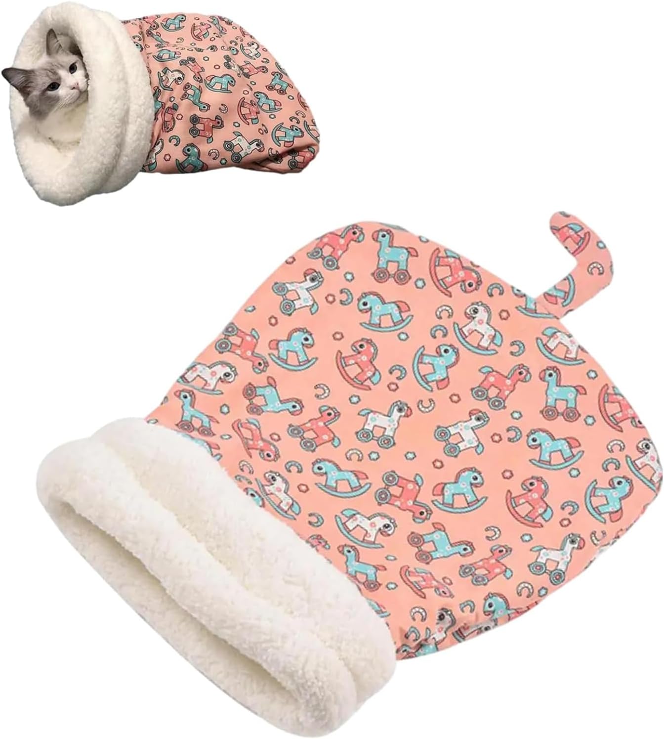 Cat Sleeping Bag - Cozy Pet Nest, Soft Fluffy Washable Bed Cave, Blanket for Indoor Cats (C)