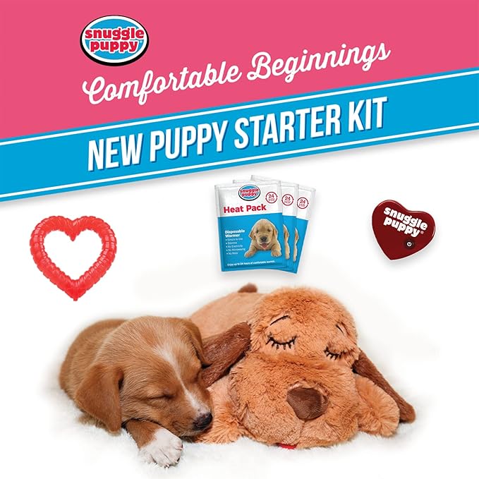 Original Snuggle Puppy Essentials Starter Kit - Heartbeat Puppy for Dogs - Calming Aid with 3 Heat Packs, Puppy Teething Toy, Dog Chew Toy and Dog Blanket