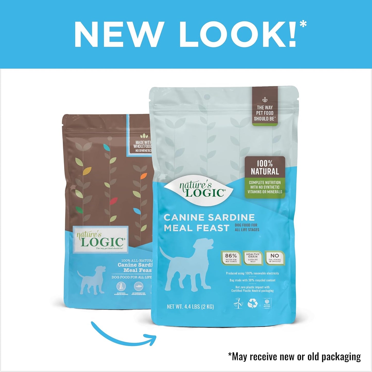 Nature's Logic Dry Dog Food - 100% Natural - No Synthetics - For All Ages, Sizes, Breeds - Free From Common Allergens, High Protein - Sardine Meal Feast, 4.4lbs