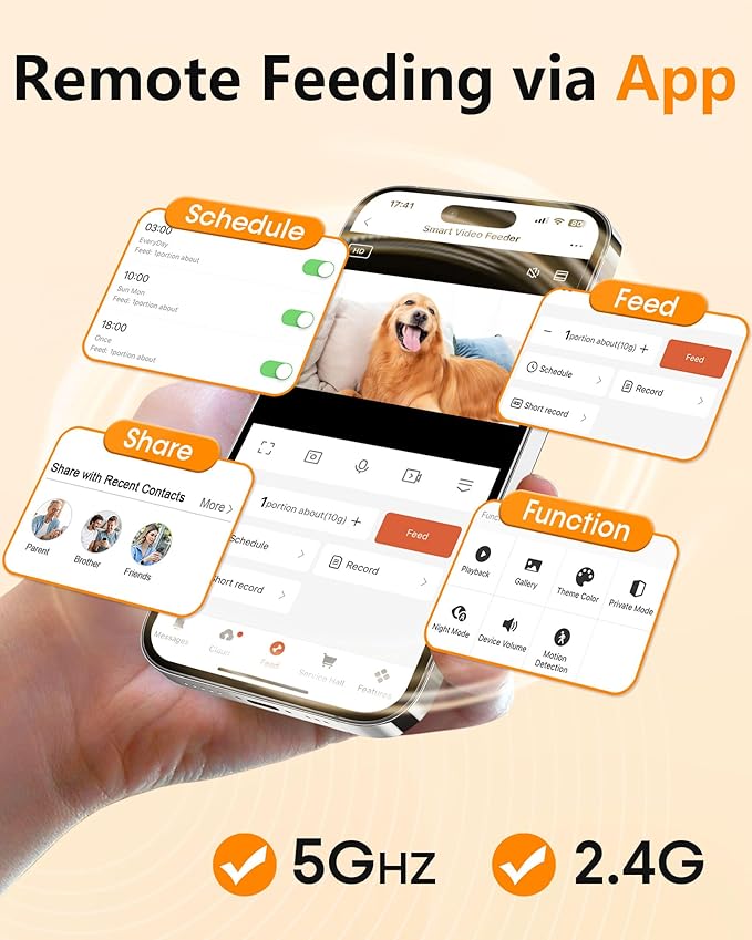 Automatic Dog Feeder Large Breed: 12L/50 Cups with HD 1080P Camera - 5G WiFi Anti-Clog Timed Dog Food Dispenser for Golden Retriever Busy Owners by UTCG