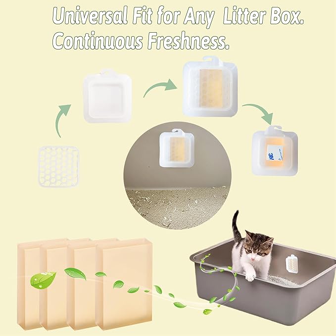 Cat Litter Deodorizer Replacement for Self-Cleaning Cat Litter Box - Pet Odor Eliminator Refills (4 Pack)