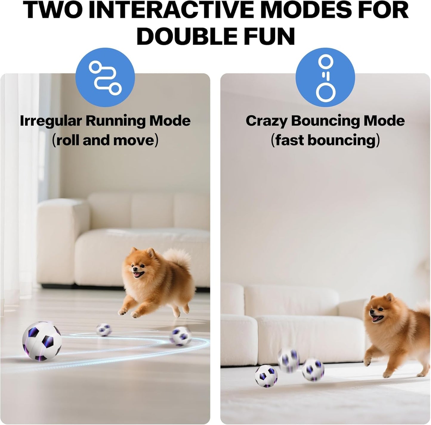 Pet Prime Active Rolling Ball for Dogs Motion Activated Rechargeable Automatic Interactive Dog Ball Toy with LED Light Self Moving Toy for Small Medium Large Dogs to Play