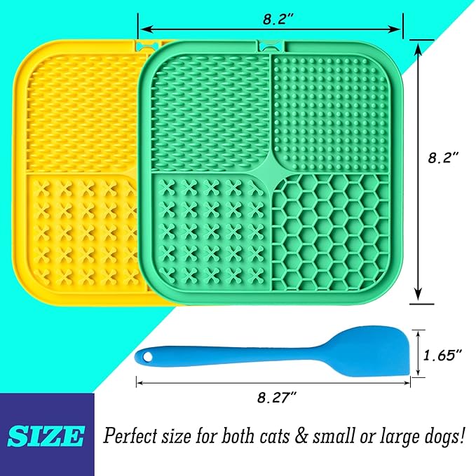 Lick Mat for Dogs, Large Dog Lick Mat with Suction Cups for Anxiety, Peanut Butter Dog Licking Mat Slow Feeder Dispensing Treater Lick Pad for Dogs Cats Grooming Bathing and Training (Green)