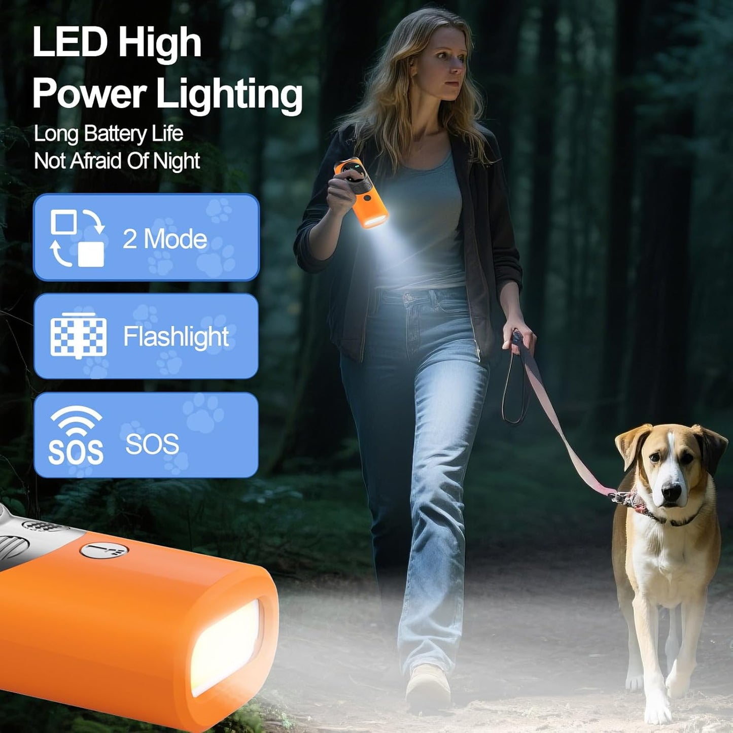 Dog Sonic Bark Deterrents Devices for Own or Neighbor's Dog, 3X Ultrasonic Anti Barking Device for Dogs Bark Deterrent Safe & Effective Stop Dog Barking Device with LED Flashlight Dogs Training Tools