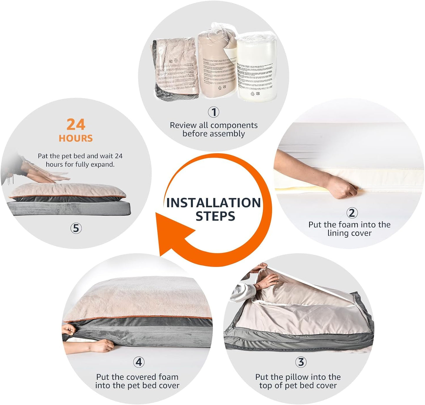 Amazon Basics Dog Bed with Cooling Gel Memory Foam, Pressure-Relief Support for Dogs up to 90lbs, Non-Slip Bottom, Machine Washable Cover, Extra Large Sized (40" x 30"), Grey