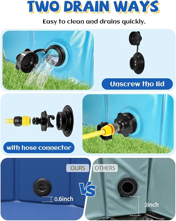 YSJILIDE Portable Dog Pool PVC Pet Swimming Pool Bathtub Collapsible Dog Pool, Hard Plastic Pool for Pets to Swim and Bath (XXL-71"x 12" Blue)