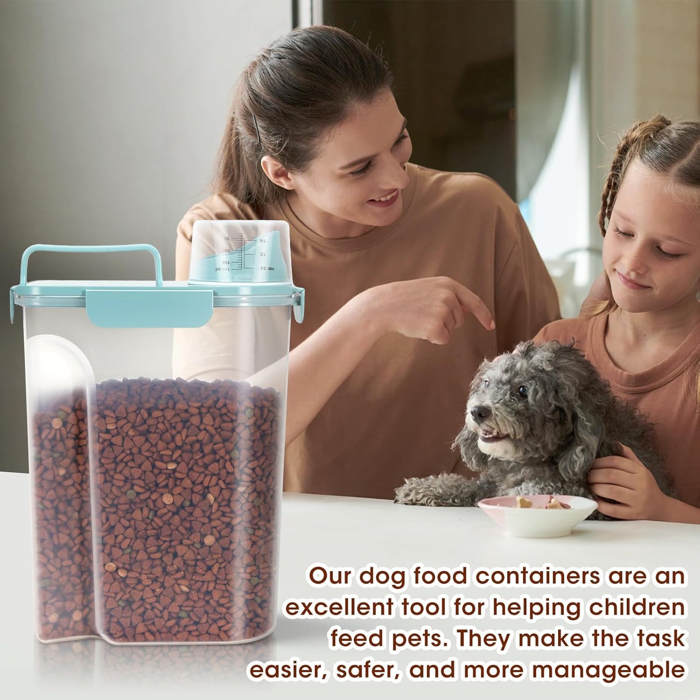 TBMax Dog Food Storage Containers 2 Pack 8 to10 Lbs, Airtight Pet Food Container Dispenser with Large Spout & Portable Handle, Travel Dog Treat Cat Food Storage Bin Bird Seed Container