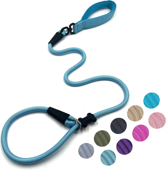 Slip Lead Dog Leash，Strong Nylon Rope Leash and Padded Handle,No Pull Outdoor Walking Training Lead for Small Medium Large Dogs (Light Bule,1/2"×4ft)