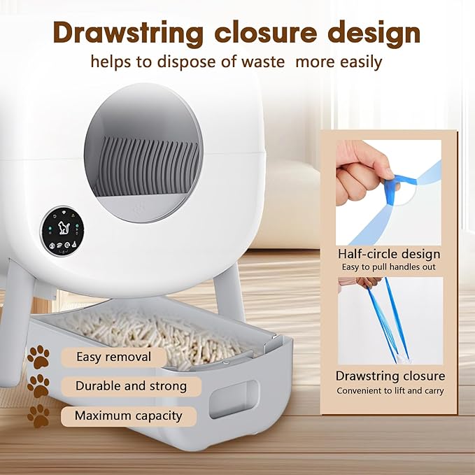 120 Count Cat Litter Box Liners for Fumoi and Fsitego Self Cleaning Litter Box, Extra Thick Heavy Duty Cat Litter Bags Replacement, 3-4 Gallons of Capacity