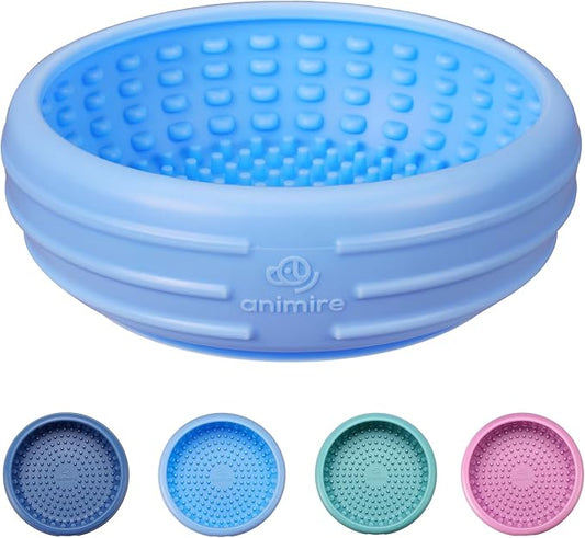 Dog Lick Bowl, Animire Freeze Lick Mat for Dogs, Non-Slip Slow Feeder Licking Bowl Enrichment Treat for Distraction Anxiety Relief, Food Grade Silicone, Dishwasher Safe(Baby Blue,S)