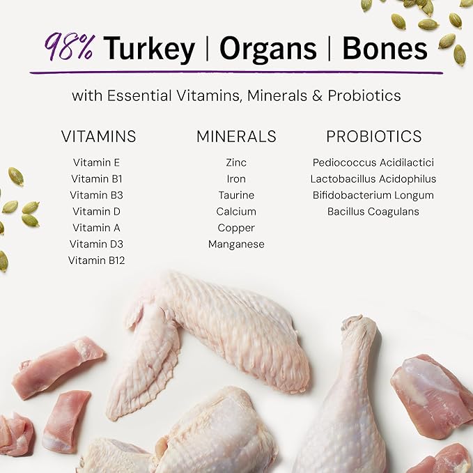 Stella & Chewy's Freeze-Dried Raw Cat Dinner Morsels - Premium Turkey Recipe with 98% Farm-Raised Meat & Organs - Natural Grain-Free Cat & Kitten Food - Made in USA - 8 oz