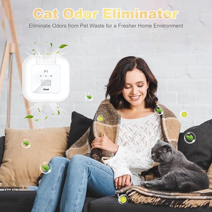 Cat Litter Deodorizer – 99% Odor Removal, Ozone Air Purifier for Pets, Strong Odor Eliminator for Litter Box, Toilet, Closet, Cabinet, Shoe, Garage, Small Room