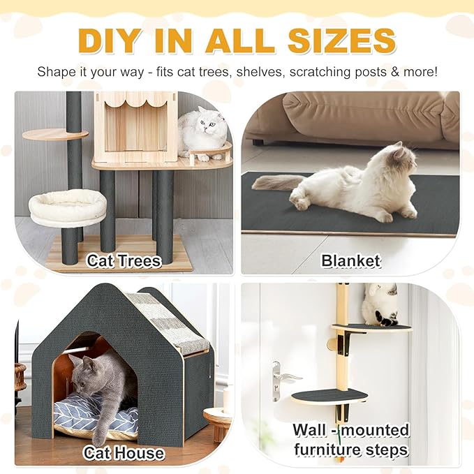 78.7x15.8in Large Size Durable Cat Scratch Furniture Protector,Self-Adhesive Couch Protectors from Cats Scratching,DIY Climbing Cat Scratcher Mat for Furniture,Cat Scratch Couch Protector,Gray