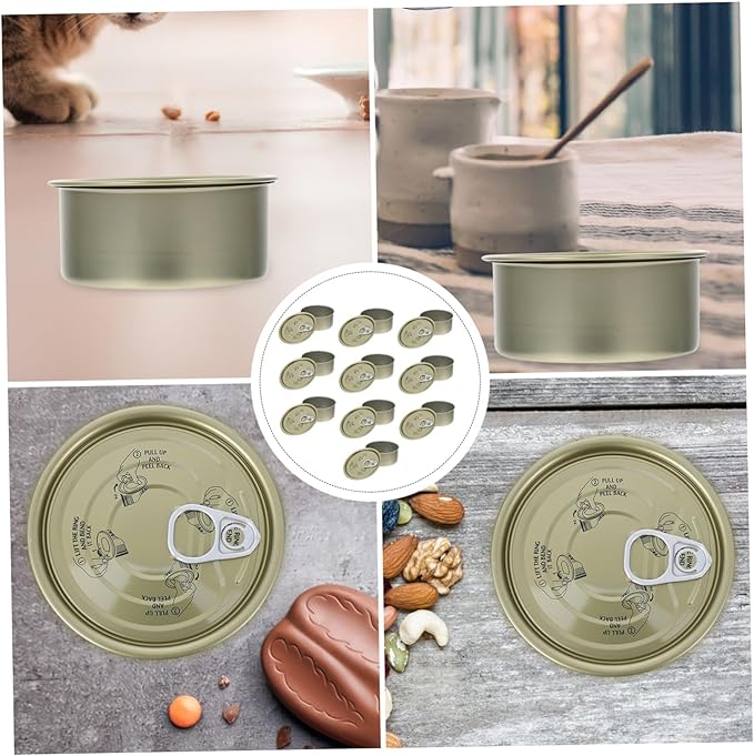 10Pcs Sealed Can Kitchen Storage Tinplate Canisters for Pet Food and Snacks Airtight Food Storage Containers with Easy-open Pull Tabs Jars
