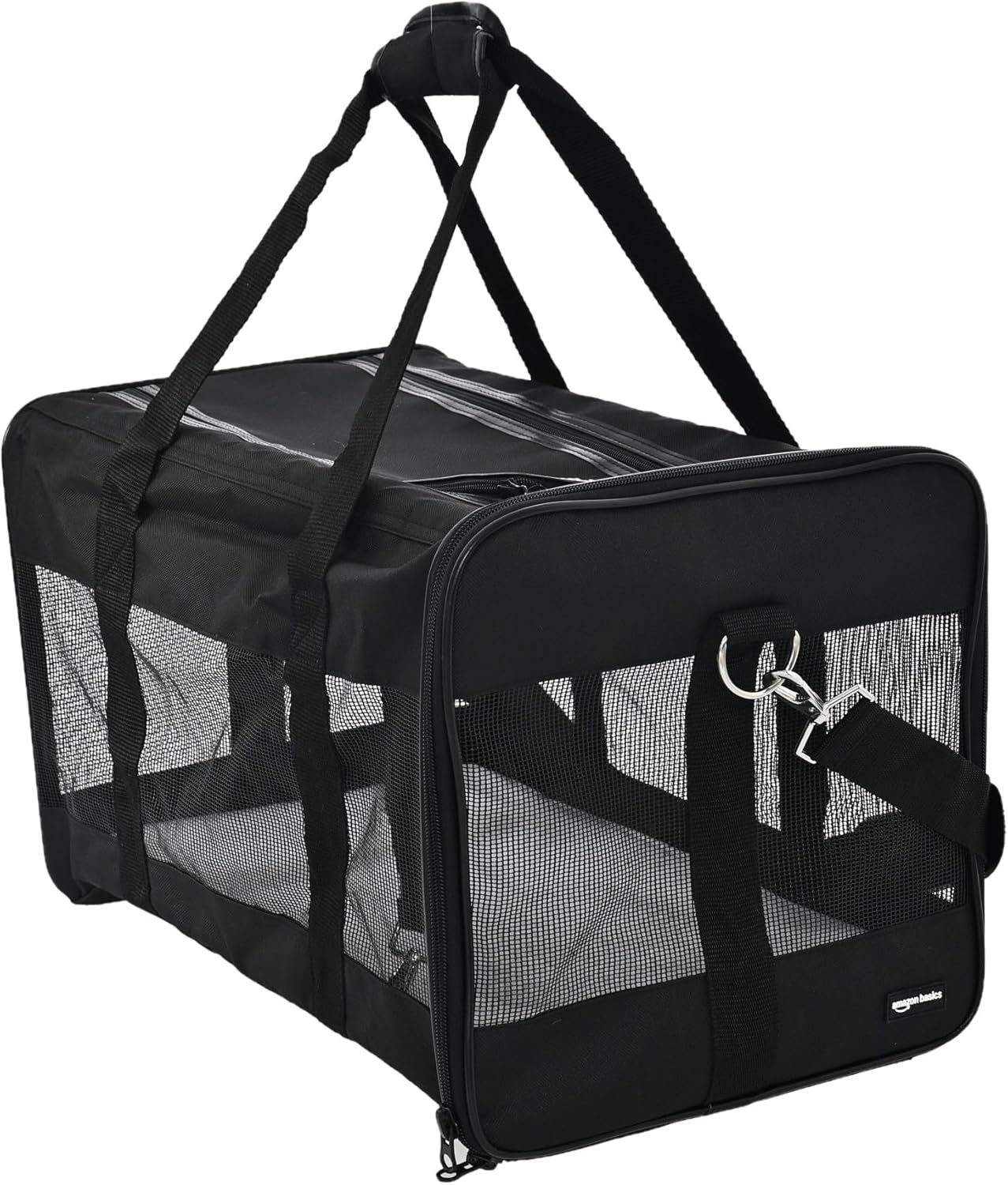 Amazon Basics Soft-Sided Mesh Pet Travel Carrier for Dog, Cat, up to 22 pounds, 19.7" L x 12" W x 12" H, Black