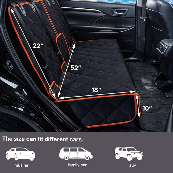 Car Seat Protector, 600D Heavy Duty Car Seat Cover for Dogs, Waterproof Dog Car Seat Cover for Back Seat, Scratch Proof Nonslip Seat Cover for Dogs in Car