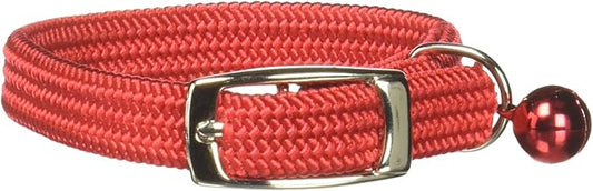 Kool Kat Elastic Cat Safety Collar with Bell, Red, 8"