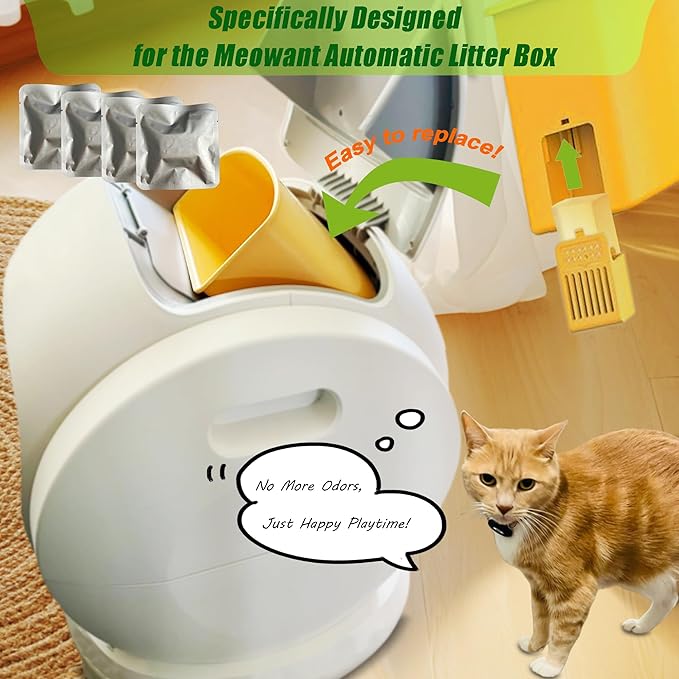 Replacement Odor Eliminator for MeoWant Self-Cleaning Cat Litter Box, Cat Toilet Deodorizer Compatible with MeoWant Automatic Litter Box (4 Pack)