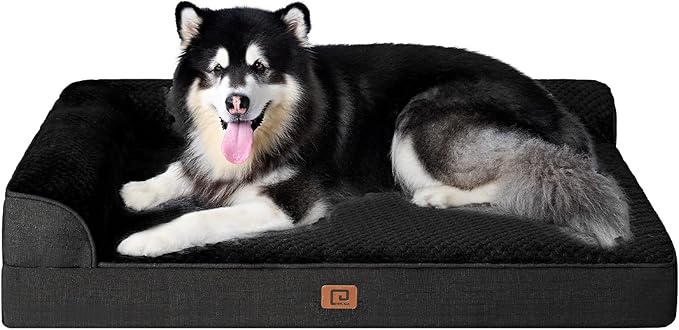 EHEYCIGA Memory Foam Dog Bed XXL, Giant Dog Bed Orthopedic with Washable Removable Cover, Waterproof Pet Bed Couch for Jumbo Dogs, 48x36x7 Inches, Black