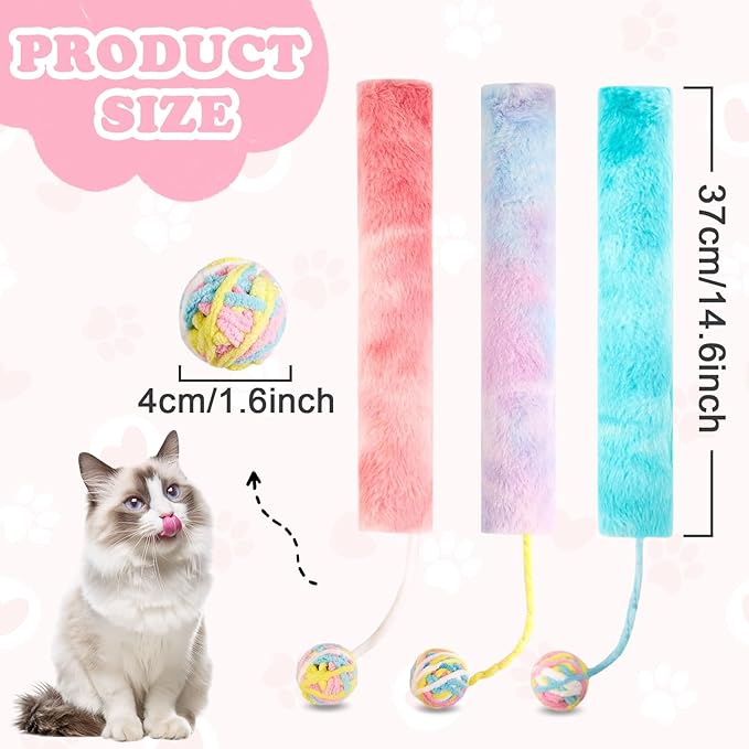 Cat Kicker Toy Large 3pcs, Catnip Toys for Cats, for Indoor Cats, Interactive Kitten Toys with Bell 14.6in/37cm
