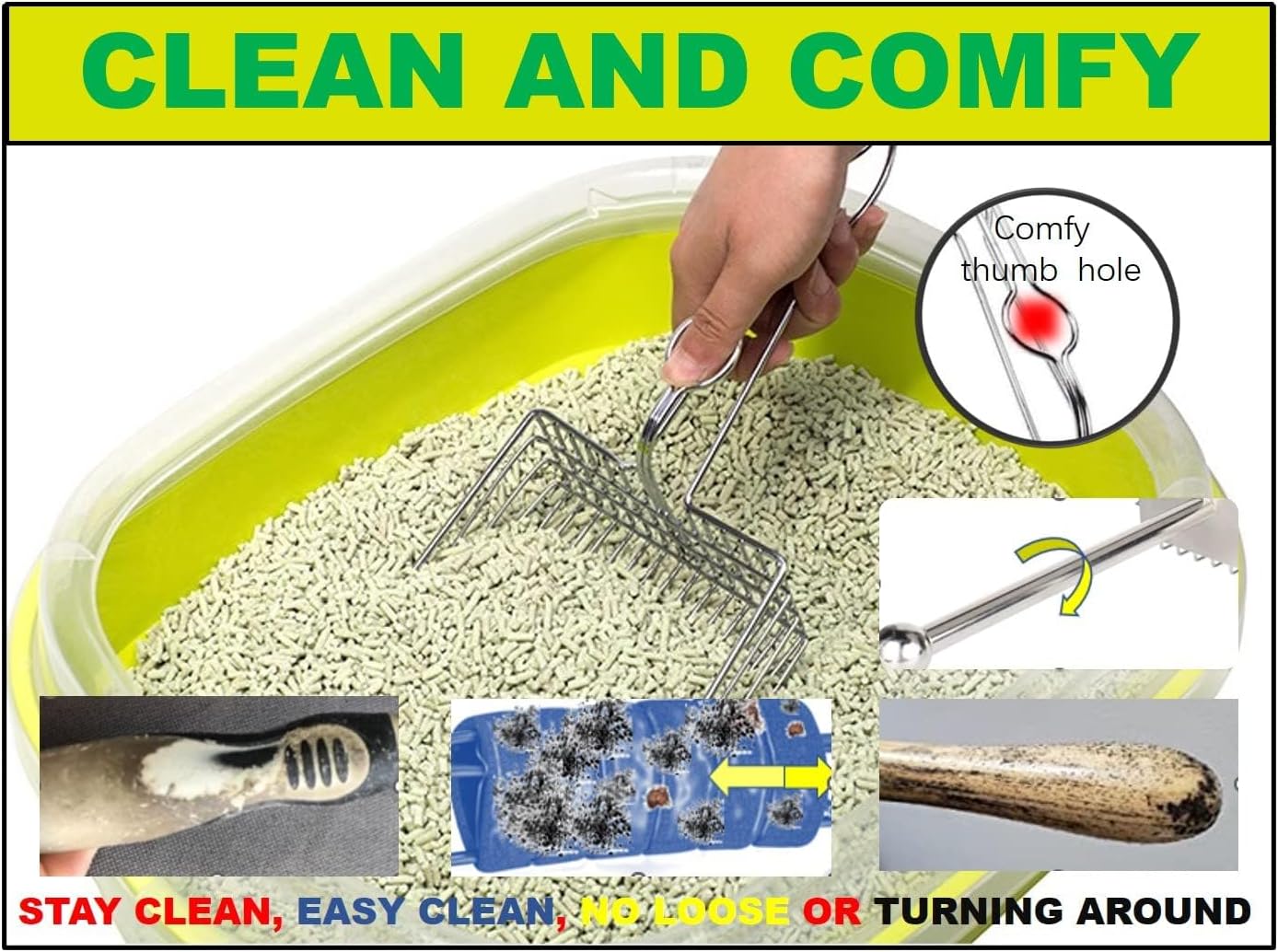 All Metal Litter Scoop, Solid Metal Sifter, Cat Litter Scoop Metal Jumbo, Cat Urine Scoop, Litter Scooper with Holder, Litter Scooper Holder, Jumbo Cat Litter Scoop Sifter Scooper Holder