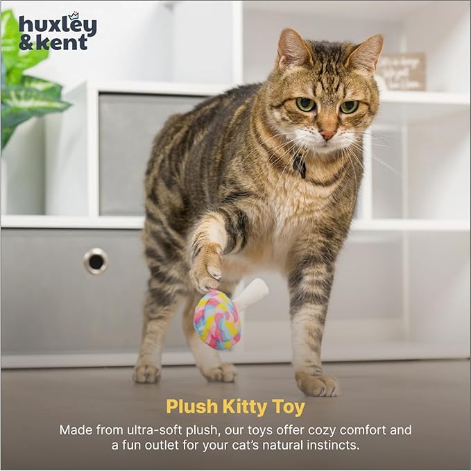 Huxley & Kent Plush Cat Toy - Interactive Catnip Toy for Cats & Kittens - Soft with Crinkle & Catnip - Fun Indoor Play - I'm Sweet Lollipop