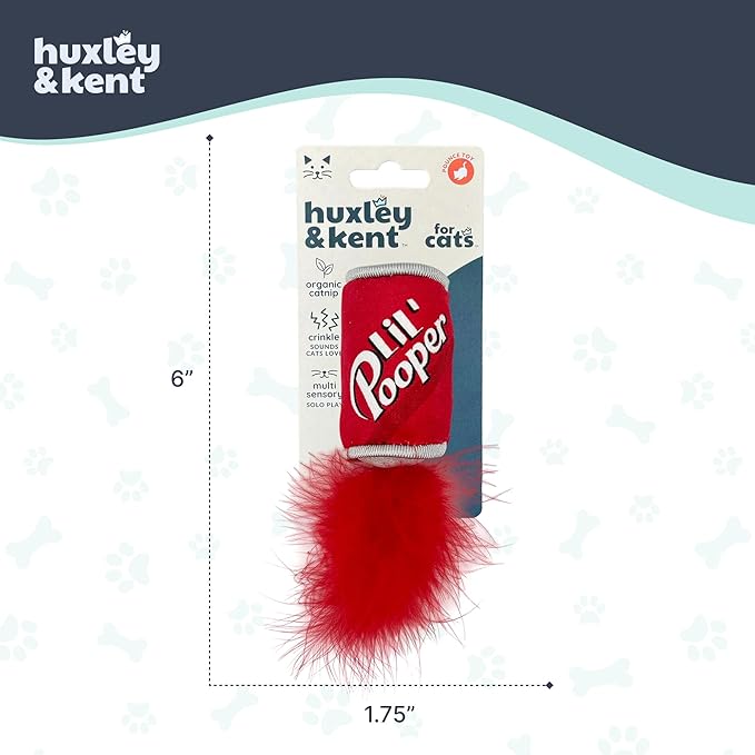 Huxley & Kent Plush Cat Toy - Interactive Catnip Toy for Cats & Kittens - Soft with Crinkle & Catnip - Fun Indoor Play - Lil' Pooper